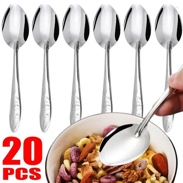 Cuillères 20 / 5pcs en acier inoxydable Creative Coffee Cakepons for Ice Cream Dessert Scoop Cutlery Cuisine Restaurant Table Voleille