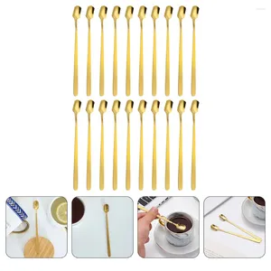 Cuillères 20 PCS Square Café Spoons remuant servant des boissons à manche à manche en acier inoxydable cuisine en acier