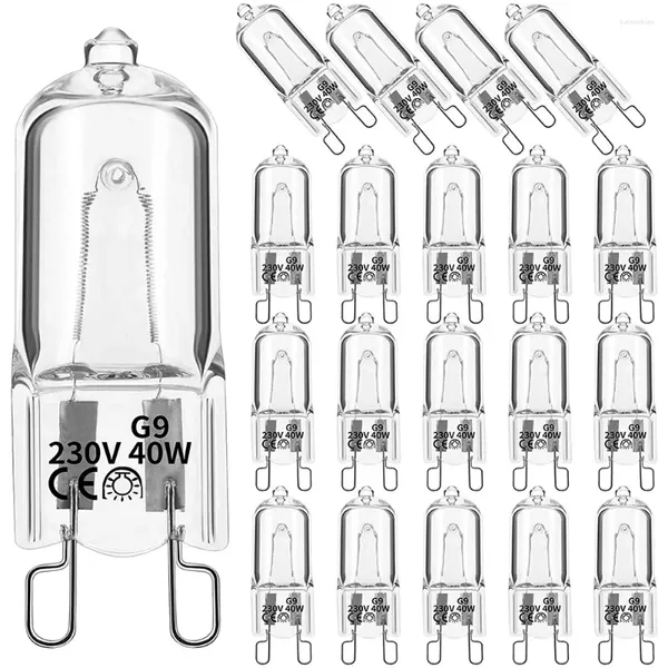 Cuillères 20 pièces G9 ampoules halogènes 40W lampes claires réglable blanc chaud 2800K pour lustres pendentifs lumières de paysage