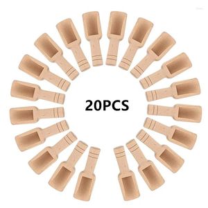 Cuillères 20pcs / set mini-saline en bois café miel miel cuillère assaisonnement de bonbons épices de sucre de salle de bain