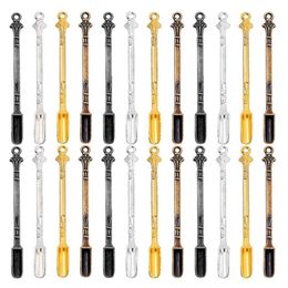 Cuillères 24pcs mini pelle snuff cuillère suspendus trou cuillère pour remplir des flacons avec des sels collier291a