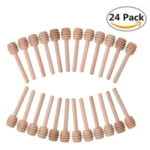 Cuillères 24pcs mini trempes de miel en bois Jar Café Thé à remuant bâton mélange des bâtons d'extraction d'extracteur accessoires de cuisine