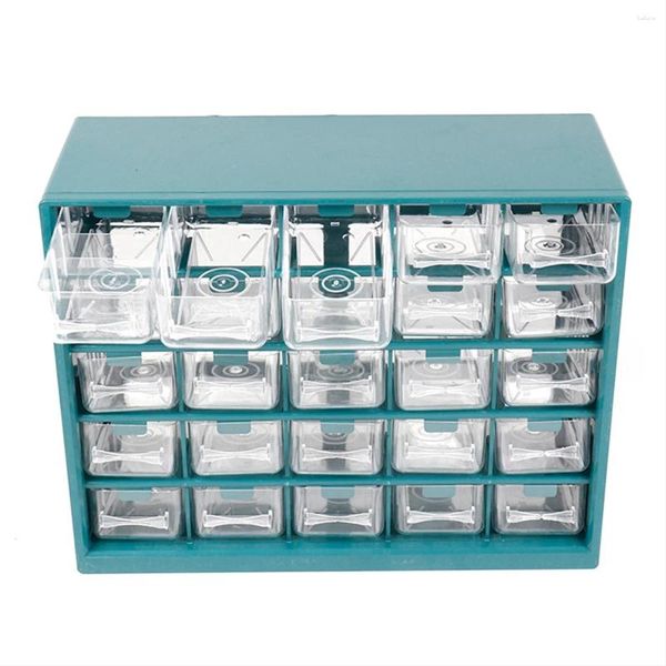 Cucharas 25 piezas combinado cajón transparente gabinete de almacenamiento desmontable piezas azules caja clasificación de hardware