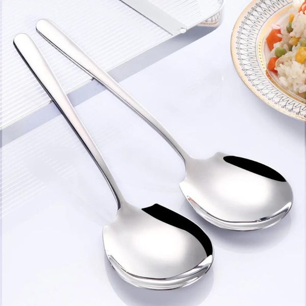 Cuillères 2pcs cuisine grande cuillère en acier inoxydable banquet buffet servant du riz