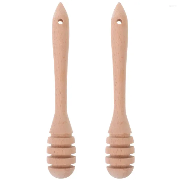 Cuillères 2pcs bois miel Dipper bâtons en bois naturel confiture tige d'agitation pour pot pot