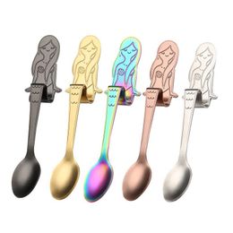 Lepels 304 RVS Mermaid Coffee Scoop Hangende lepel Theelepel Suiker Moka Ice Cream Tea Tools Drop Delivery Home Garden Kitche Dhakn