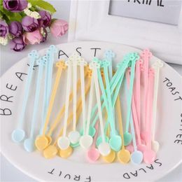 Cuillères 30 pièces/ensemble couleur bonbon cuillère à café en plastique Mini agitateur outils à boire