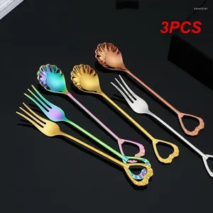 Lepels 3 st roestvrij staal donuts candy lepel spoon forks dessert cake gereedschap koffie honing soep roerend bestek set