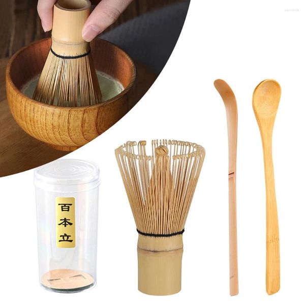 Cucharadas 3pcs té conjunto de té japonés Batga Chasen Spoon y Scoop Chashaku Herramientas de bambú natural Accesorio