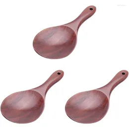 Cucharas 3X Cuchara de madera de teca Arroz sólido natural Paleta de madera Patata grande Sirviendo utensilios de cocina