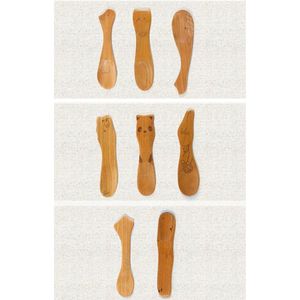 Cuillères 4 Pcs Écologique En Bois Sculpté À La Main Dessin Animé Motif Animal Enfants Compact Léger Bébé Dessert Servir