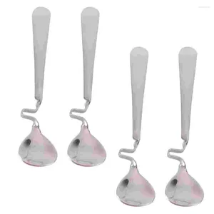 Cuillères 4 pcs miel mélange la cuillère à café décorations de bar à thé glacé nordique argent en acier inoxydable poignée incurvée