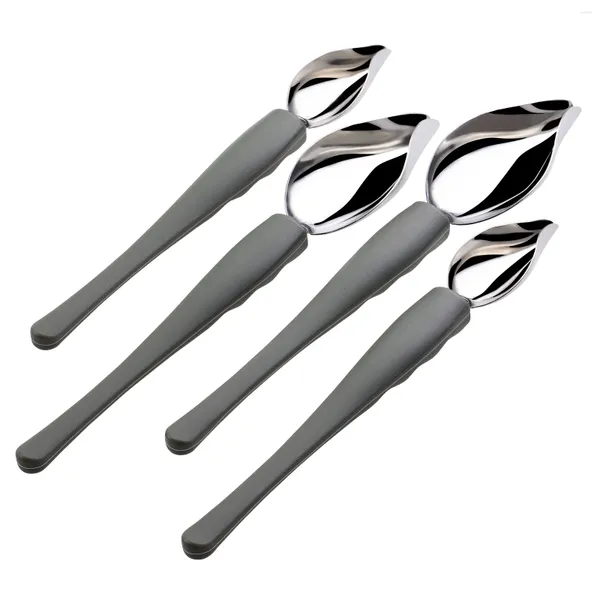 Cuillères 4pcs Chef Cuillère à chocolat en acier inoxydable Dessin de précision Décoration Cuillère culinaire pour assiettes décoratives Plat Sauce Gâteau