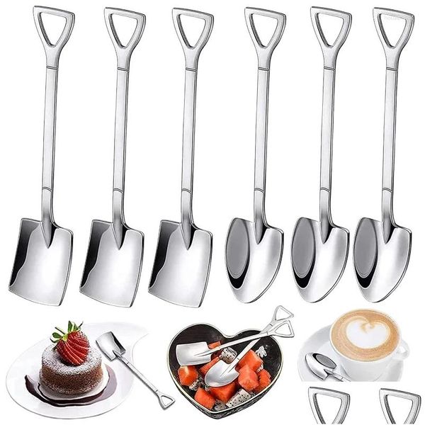 Cuillères 4pcs Coffee thé à pellets en acier inoxydable Ice-glace Dîner Scoop Natermelon Spoon Kitchen Tools Table Volet Droppp3