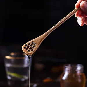 Lepels 4 stks honing lepel houten dipper sticks lange kleine houten stok voor bijenjamsiroop server drink roerder servies