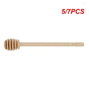 Cuillères 5 / 7pcs Honey Stir Bar Mélange de mélange Porte Jar Spoon Practicalwood Fipper Long Stick Supplies Kitchen Tools