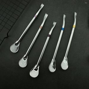 Cuillères 5 pcs Spoon Filtre de paille de paille Paigners Paignes 304 Casque à café en acier inoxydable et vaisselle de table de thé