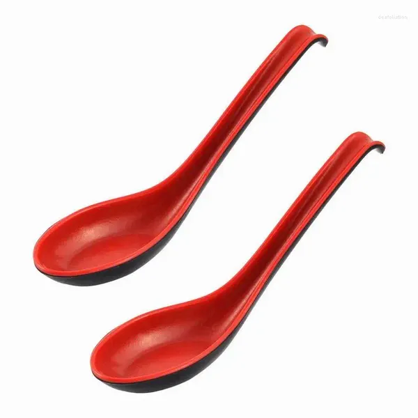 Cuillères 500pcs / lot rouge noir couleur maison couverts bol en plastique japonais soupe cuillère à bouillie