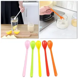 Lepels 5 stks snoepkleur plastic mixen lange handgreep dessert dinerthee lepel tabelgerei flatware roeren koffie keukenscheppen