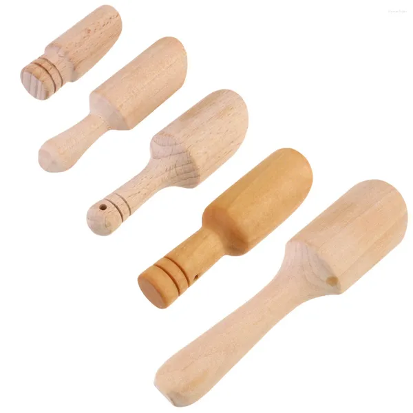 Cucharas 5 piezas de medición de la cucharada de té natural cucharadas de madera para el casco polvo café fruta seca de la herramienta china sales de baño de baño