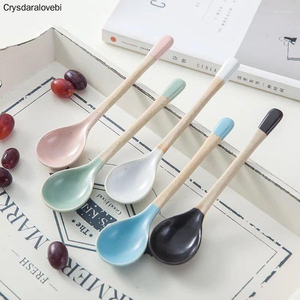 Cuillères 5PCS / SET MULTICOLOR USENSIL USENSIL TOL SOUPE Cate de restauration pour le dessert KiChen Spoon Candy Colors Style Rice