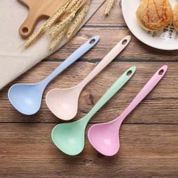 Cuillères 5pcs de blé cuillère de paille à la maison longue manche congee ustensiles de cuisine en plastique épaissis de grande bouillie