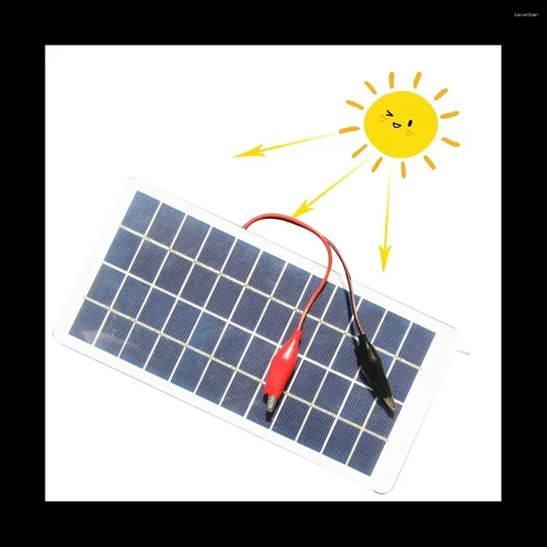 Cuillères 5W 12V Panneau solaire en polysilicium extérieur portable charge étanche avec clips peut charger la batterie 9-12V