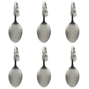 Cuillères 6 pcs soyez prudent poignée courbe cuillère enfant boit des agitateurs sauce à cocktail en acier inoxydable polyvalent