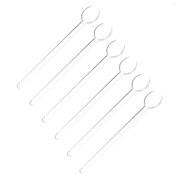 Cucharas 6 PCS Cuchara de postre Café turco Agitación Suministros de cocina Vidrio Gadgets de mezcla portátiles