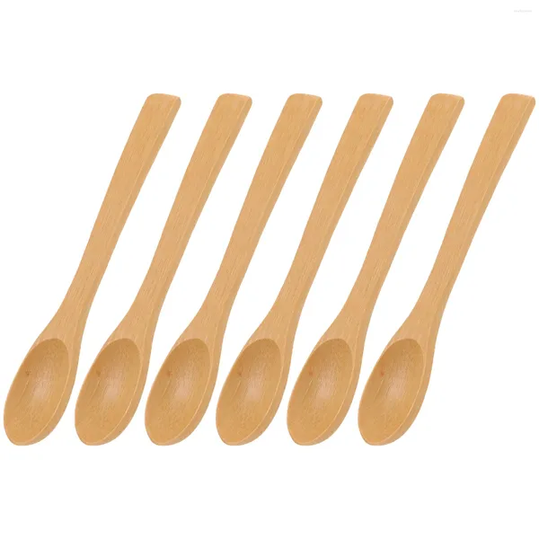Cucharas 6 PCS Buena mezcla de cuchara de miel de bambú para el hogar Hogar Mango largo Postre Niño
