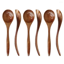 Cucharas 6 pcs cuchar de madera sopa de cocina japonesa utensilios bambú de madera para bebés comiendo pequeños