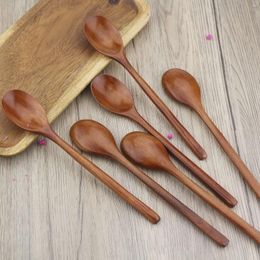 Cucharas de 6 piezas de 23.5 cm Sopa de madera ecológica de grado de madera para comer mezcla de mando largo y mango utensilio de cocina