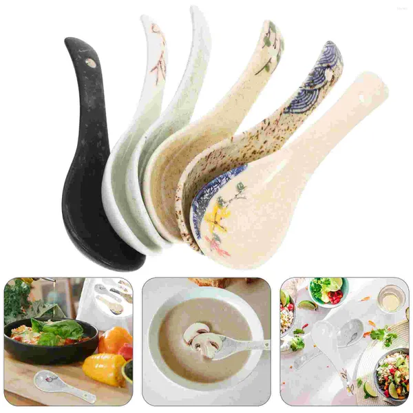 Cucharas 6 piezas Ceramics sopa de sopa de arroz para servir vajilla para guisos de cereales