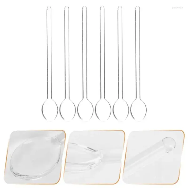 Cuillères 6pcs Stiron de verre pour les cannes à remuer en caoutchouc