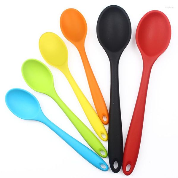 Cuillères 6pcs Silicone Cuillère Ensemble Enfants Riz Ménage Soupe Mélange Cuisine Outils