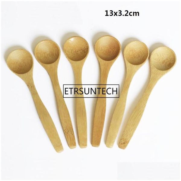 Cucharas 7 Tamaño Pequeño Bambú Natural Eeo-Friendly Mini Miel Cocina Café Cucharadita Niños Helado Cuchara 913 cm Lx1023 Entrega de gota Hom Dhud5