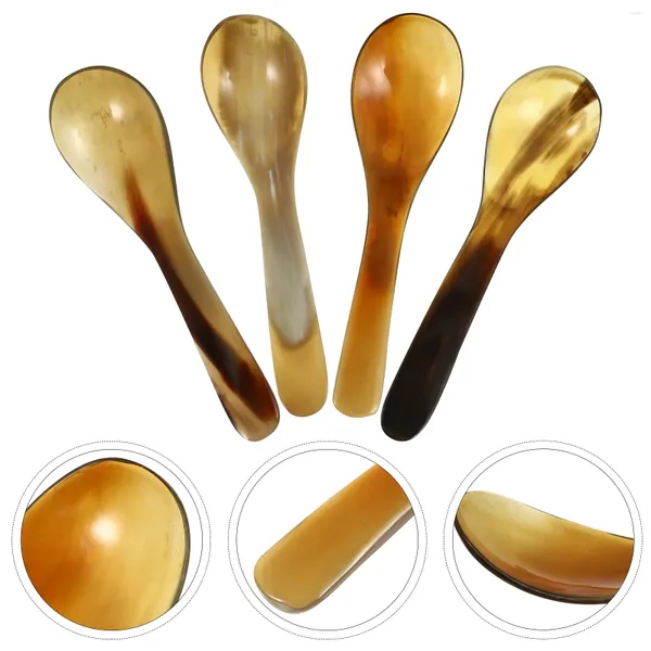 Cuillères 8 pcs Couverts en plastique Corne Cuillère à café Cuillère à remuer Ox Vaisselle Dessert Soupe Banquet