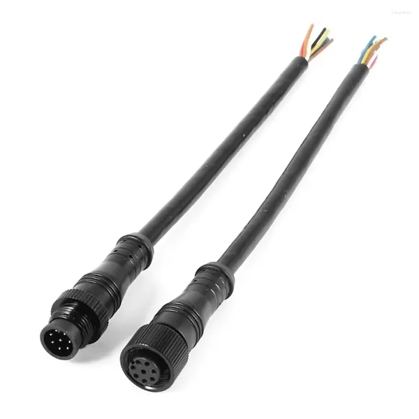 Spoons Cable conector impermeable con enchufe M/F de 8 pines, color negro