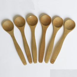 Cucharas 8 Tamaño Pequeño Bambú Natural Eeo-Friendly Mini Cuchara De Miel Cocina Café Cucharadita Niños Helado Cuchara 916Cm Entrega De Gota Ho Dh4Re