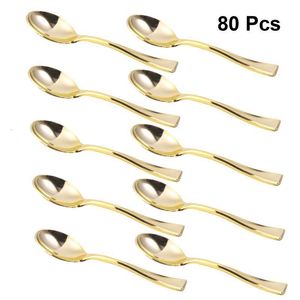 Cuillères 80 Pcs Mini Gâteau Desserts Glace Couverts De Fête pour Home Shop Doré 230714