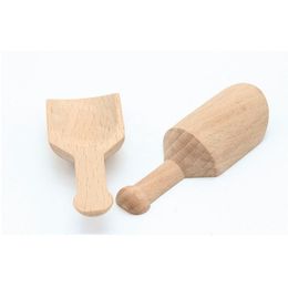 Cuill￨res 8cm bois de bois courts cuill￨res bain saline caf￩e haricot mini scoops home d￩corer la cuisine gouttes de gouttes