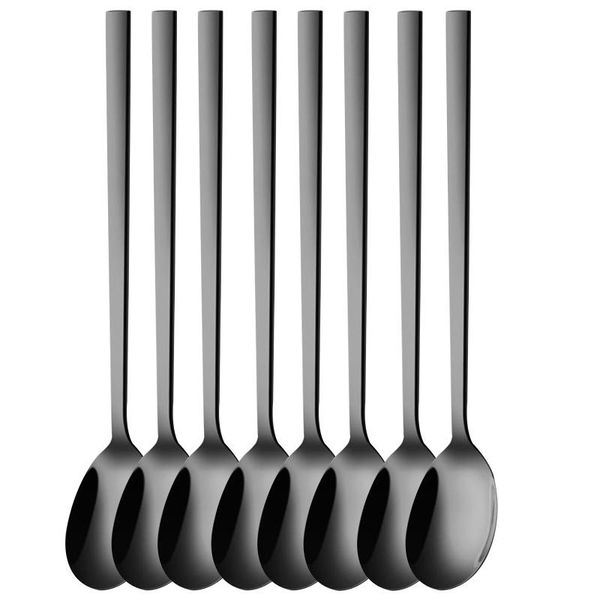 Cucharas 8 unids cuchara gruesa coreana fácil de lavar mango largo cena mesa segura ampliamente uso para la cocina casera