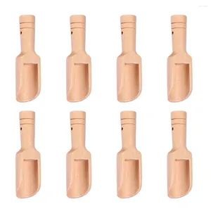 Cuillères 8pcs Scoops en bois pour les sels de bain au thé de sucre miel et épices mini poudres de poudres