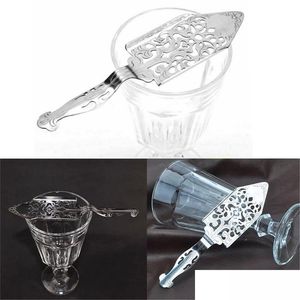 Cucharas Absinthe Spoon Cocktail Bar Utensilios de acero inoxidable Bitter Scoop Hollow Colador Drinkware Filter Wine Accessories Drop Deliv Dhw1R