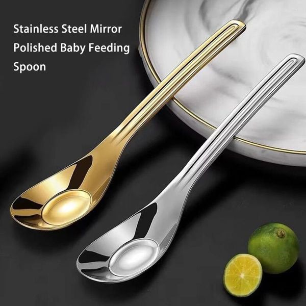 Cuillères d'alimentation pour bébé miroir miroir poliment réutilisable réutilisable lavable de remplacement de remplacement manche de cuisine