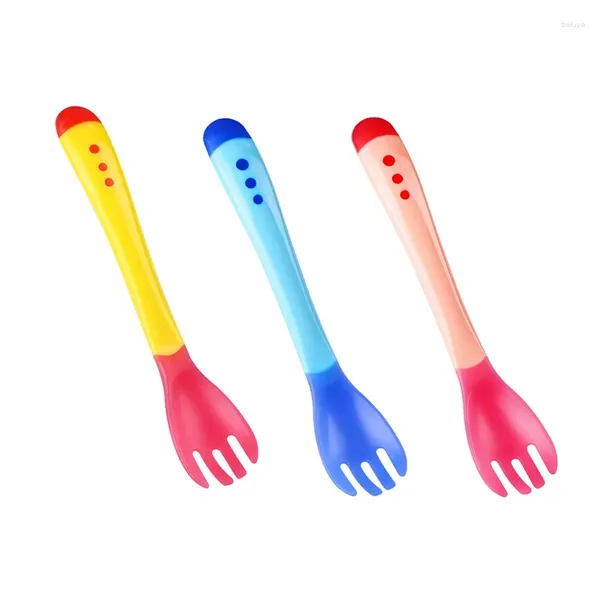 Cuillères bébé bébé né garçon fille de table ustensiles de table en silicone à tête douce alimentage soupe chaude soupe chaude et non toxique