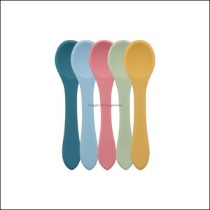 Cucharas Bebé Platino Sile Cuchara Suplemento Alimenticio Entrenamiento Comida Tenedor Suave Niños Entrega Gota Hogar Jardín Cocina Comedor B Dhxaj