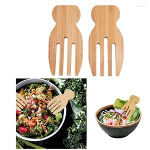 Cuillères à salade de bambou outil de mélange à l'outil de fourchette de restauration de cuisine en bois ustensiles en bois ustensiles