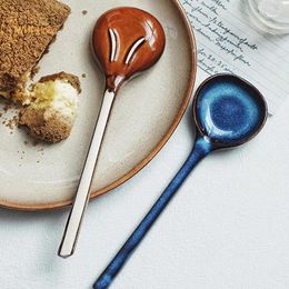 Cuillères à soupe en céramique cuillère de table japonaise manger créatif à longue manche de cuisine de cuisine ustensile outil