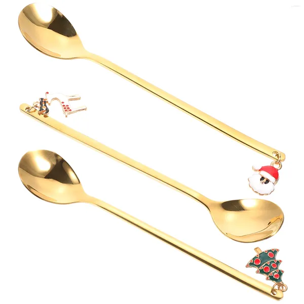 Cucharadas de vajillas de Navidad set de cuchara de acero inoxidable para servicio de acero utensilios para pastel personalizado